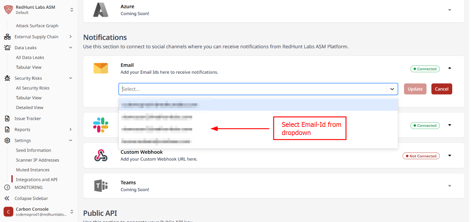 Email DL selection UI